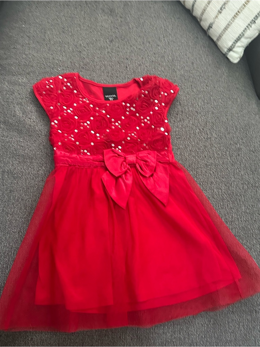 George Red Embellished Bow Tulle Dress